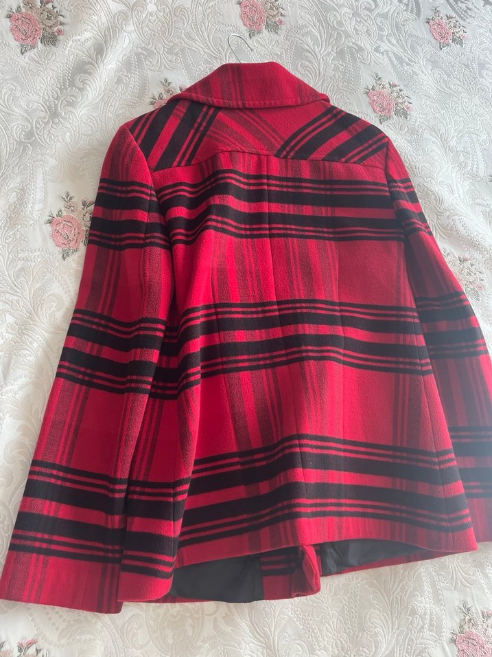 Kırmızı Desenli Midi Kaban - Görsel 3