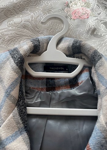 Düğmeli Gri Kareli Midi Kadın Kaban - Görsel 2