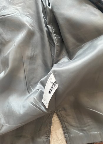 Düğmeli Gri Kareli Midi Kadın Kaban - Görsel 5