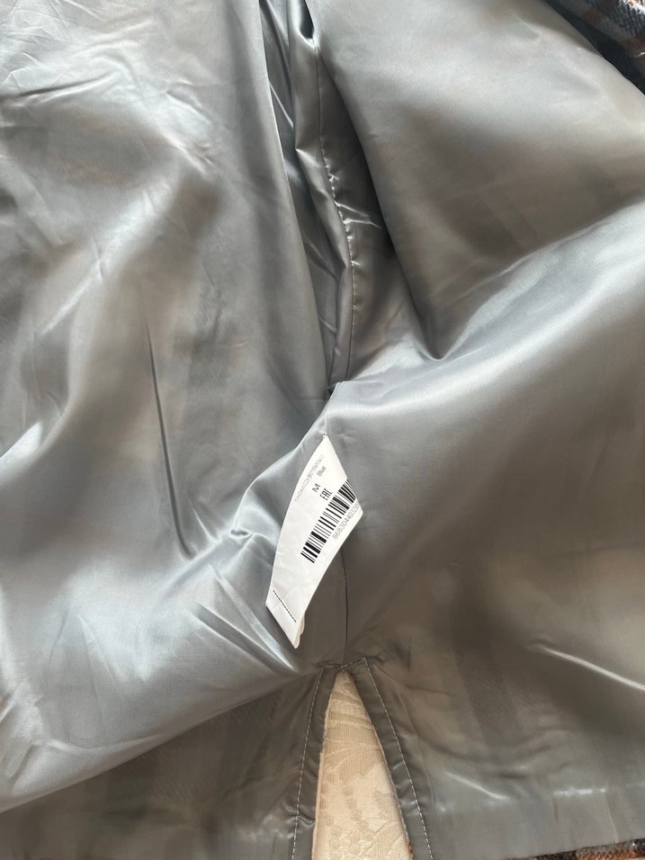 Düğmeli Gri Kareli Midi Kadın Kaban - Görsel 5