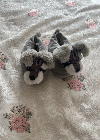 Erkek Çocuk Gri Kürklü Ev Terliği - Görsel 5