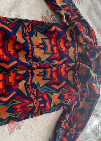 Kadın Çok Renkli Gömlek Yaka Bağlama Desenli Polar - Görsel 2