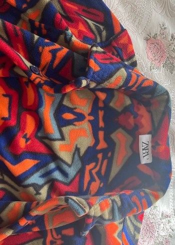 Kadın Çok Renkli Gömlek Yaka Bağlama Desenli Polar - Görsel 4