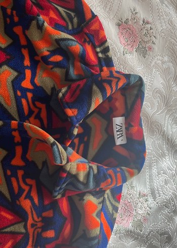 Kadın Çok Renkli Gömlek Yaka Bağlama Desenli Polar - Görsel 3