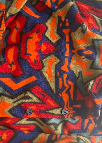 Kadın Çok Renkli Gömlek Yaka Bağlama Desenli Polar - Görsel 5