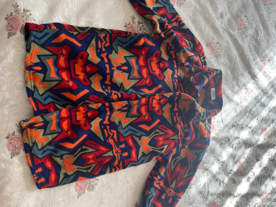 Kadın Çok Renkli Gömlek Yaka Bağlama Desenli Polar - Görsel 2