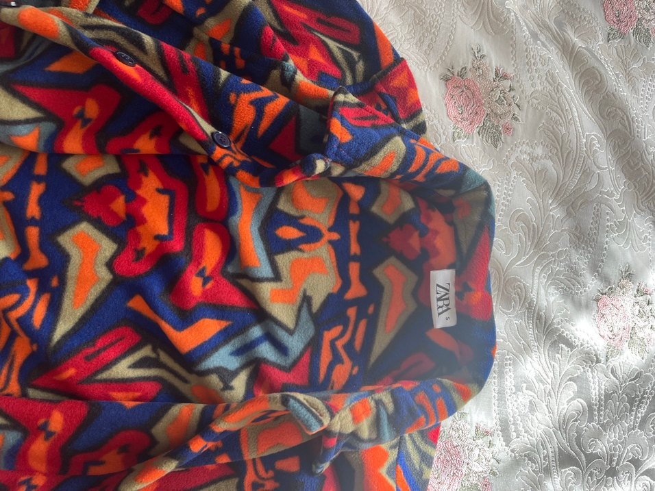 Kadın Çok Renkli Gömlek Yaka Bağlama Desenli Polar - Görsel 4