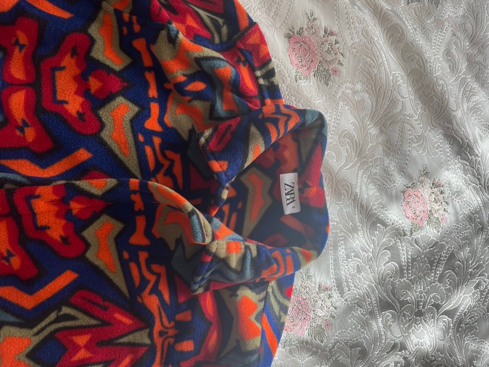 Kadın Çok Renkli Gömlek Yaka Bağlama Desenli Polar - Görsel 3