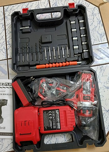 Kırmızı Kablosuz Elektrikli Matkap Seti - Görsel 2