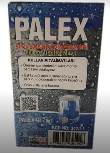 Beden Pelex sıvı sabun dispenseri 500cc şeffaf mavi Kod no 3420-1
