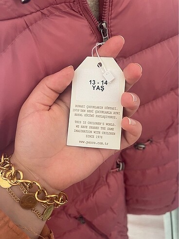 13-14 Yaş Beden pembe Renk Panço pembe mont