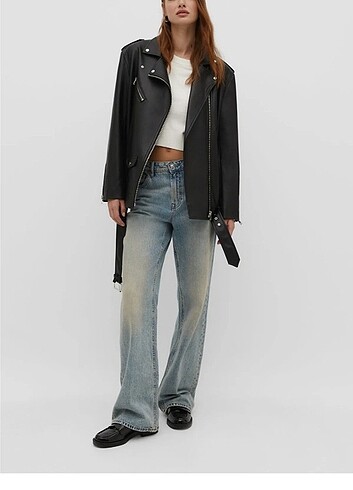 Stradivarius Stradivarius Suni Deri Oversize Biker Ceket