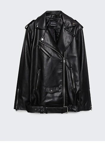 s Beden Stradivarius Suni Deri Oversize Biker Ceket
