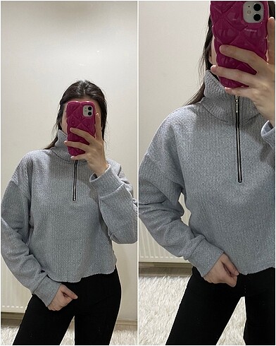 Dik yaka sweatshirt