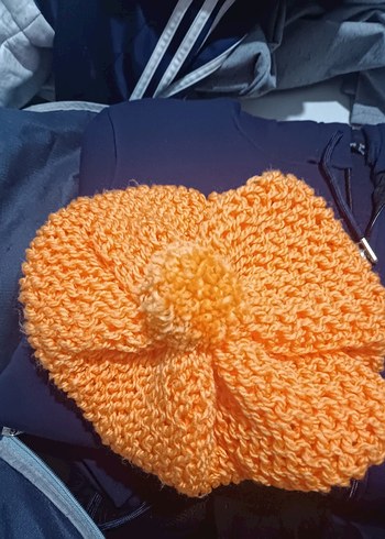 Turuncu Örgü Kadın Bere - Görsel 2