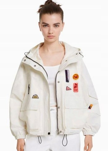 Bershka renkli baskılı yağmurluk - Görsel 2