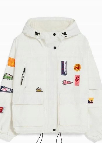 Bershka renkli baskılı yağmurluk - Görsel 4