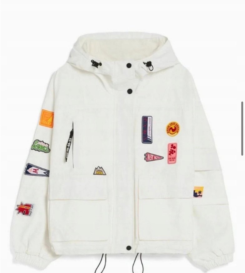 Bershka renkli baskılı yağmurluk - Görsel 4