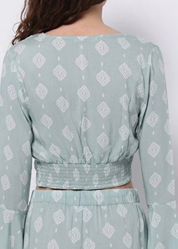 Turkuaz kısa crop gömlek. Bir kere kullanıldıx - Görsel 3