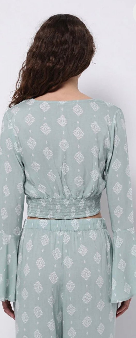 Turkuaz kısa crop gömlek. Bir kere kullanıldıx - Görsel 3