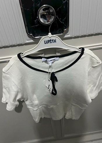 Mini Kısa Kollu Beyaz Kadın Bluz - Görsel 5