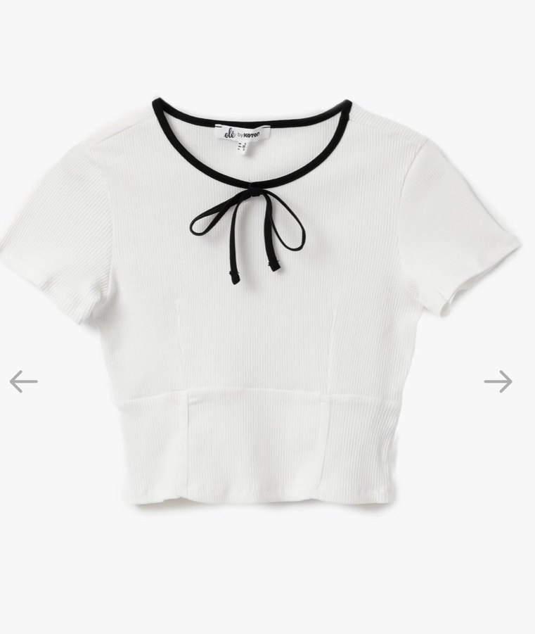 Mini Kısa Kollu Beyaz Kadın Bluz - Görsel 4