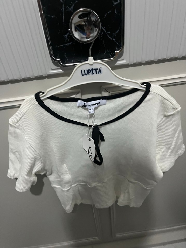 Mini Kısa Kollu Beyaz Kadın Bluz - Görsel 5