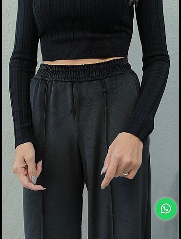 m Beden Siyah bol paça kadife pantolon
