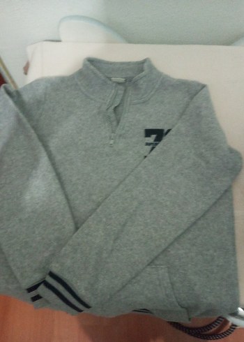 Gri Erkek Çocuk Fermuarlı Sweatshirt - Görsel 2