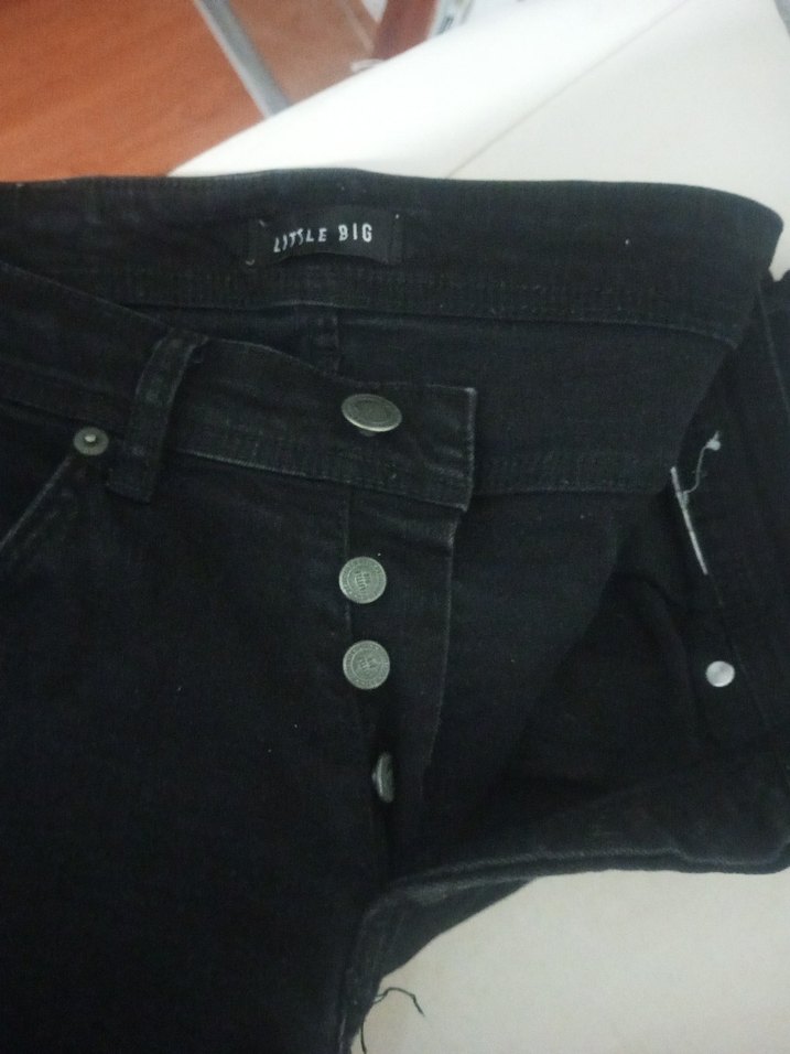 Düğmeli Siyah Kadın Denim Pantolon - Görsel 2