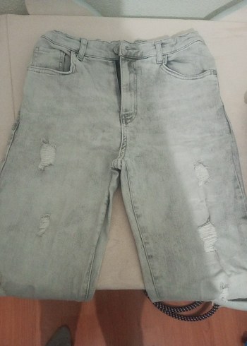 Gri  Rahat Kesim Çocuk Kot Pantolon - Görsel 2