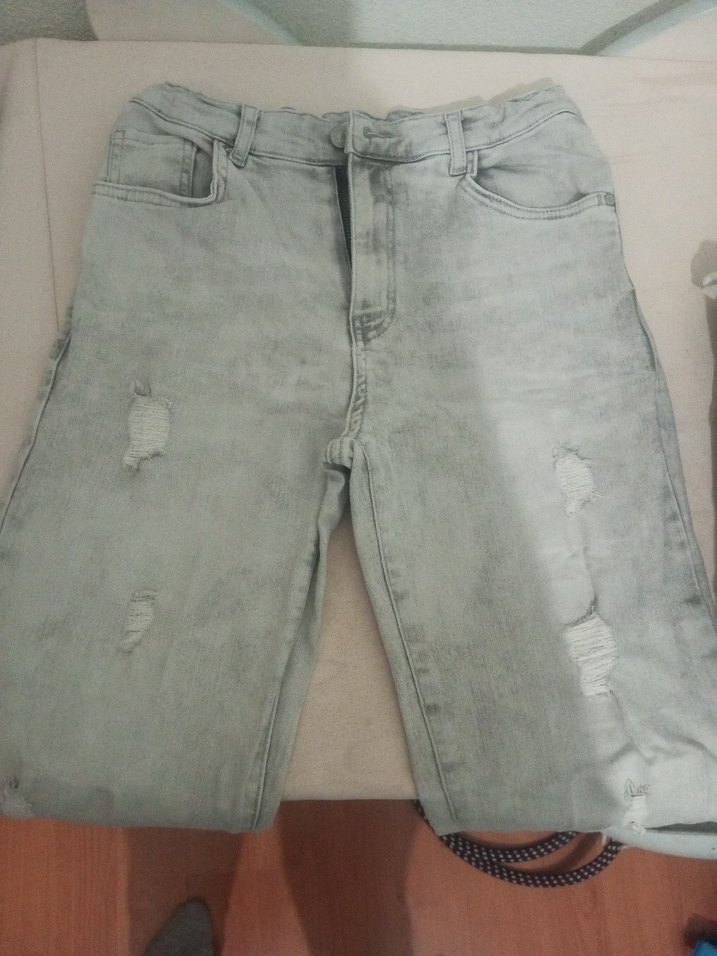 Gri  Rahat Kesim Çocuk Kot Pantolon - Görsel 2