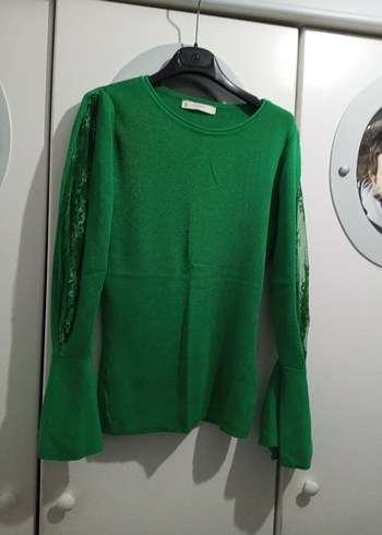 Yeşil Basic Kadın Triko Kazak - Görsel 4