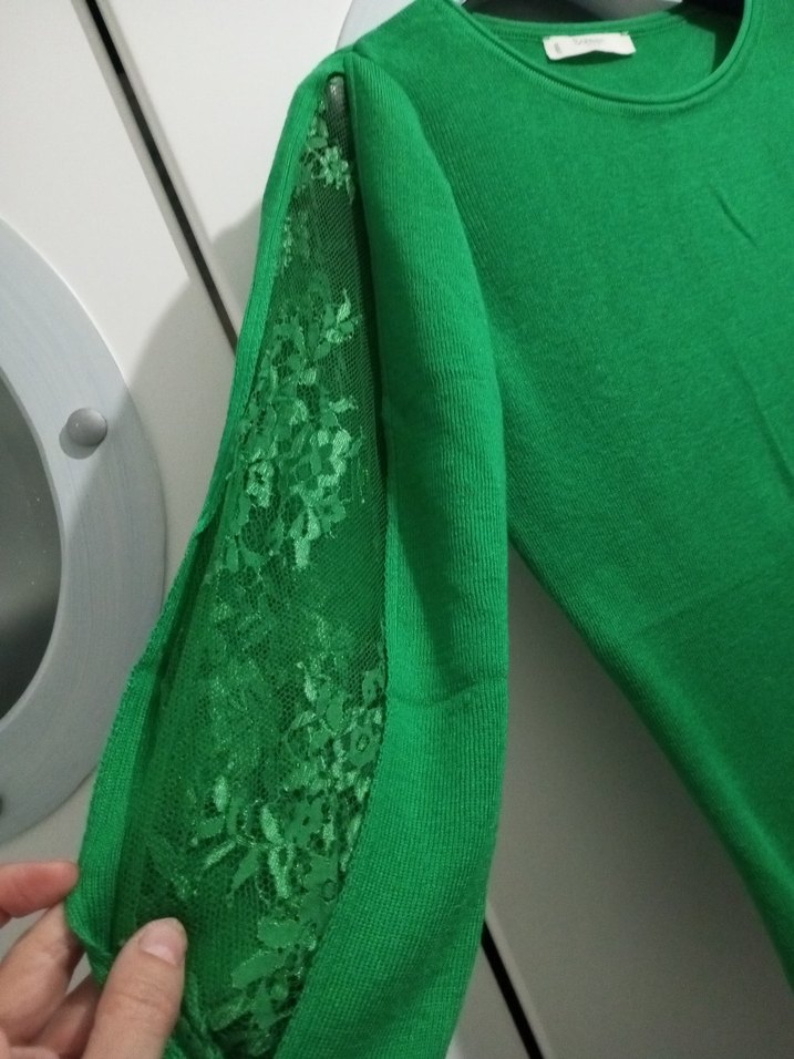 Yeşil Basic Kadın Triko Kazak - Görsel 2