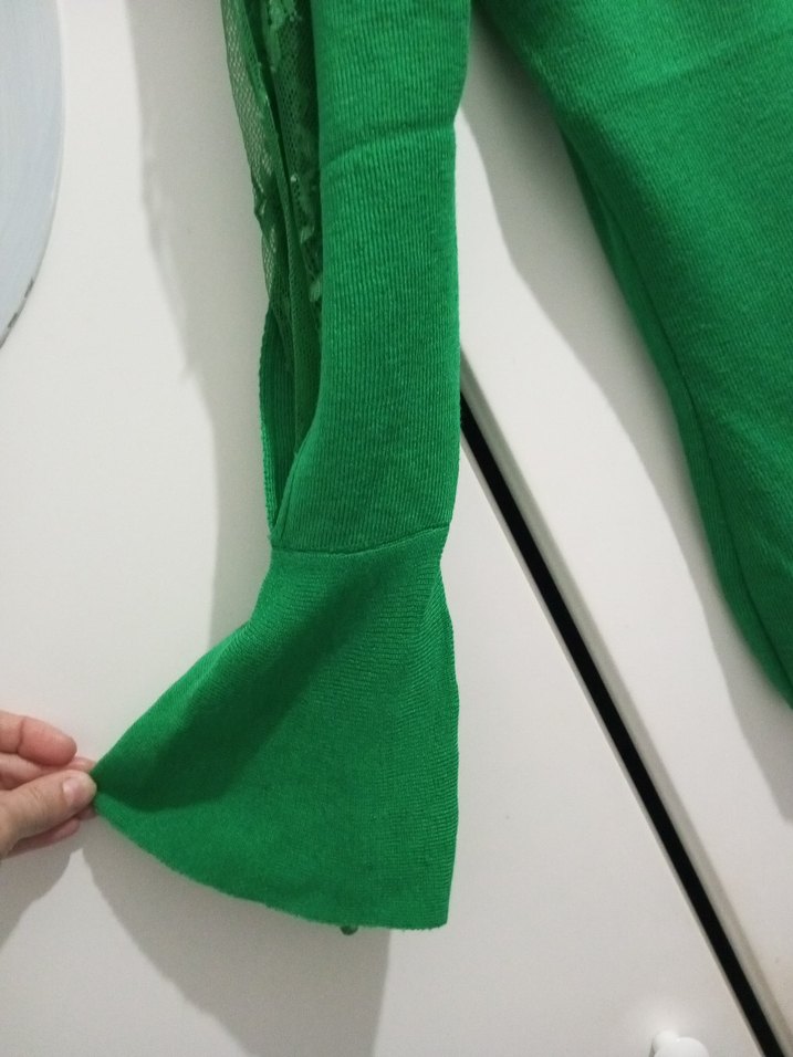 Yeşil Basic Kadın Triko Kazak - Görsel 5