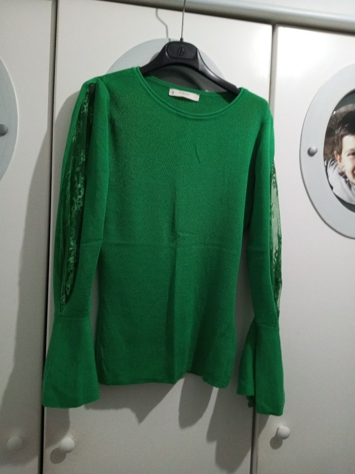 Yeşil Basic Kadın Triko Kazak - Görsel 4