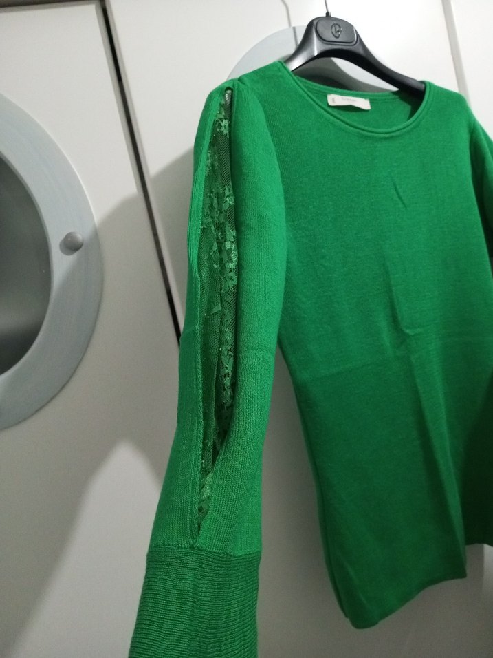 Yeşil Basic Kadın Triko Kazak - Görsel 3