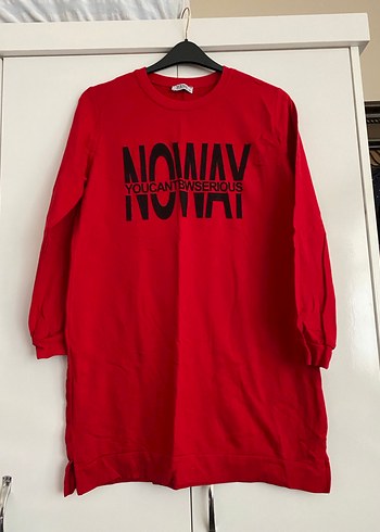 Kadın Kırmızı Uzun Kollu Sweatshirt Elbise