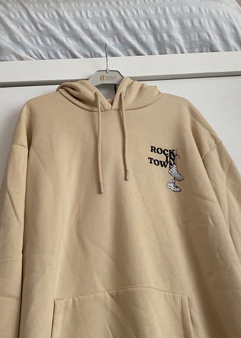 Bej Kapüşonlu Kadın Sweatshirt - Görsel 2