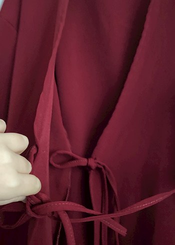 Bordo Uzun Kollu Salaş Kadın Sabahlık - Görsel 3