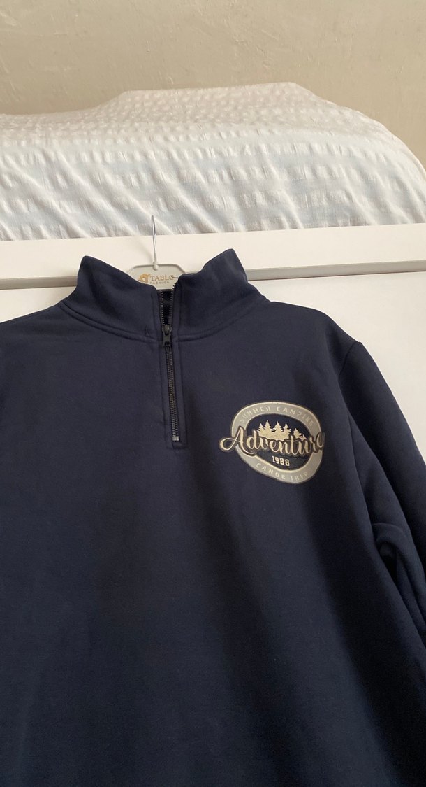 Lacivert Fermuarlı Erkek Sweatshirt(kadında giyiyor) - Görsel 2