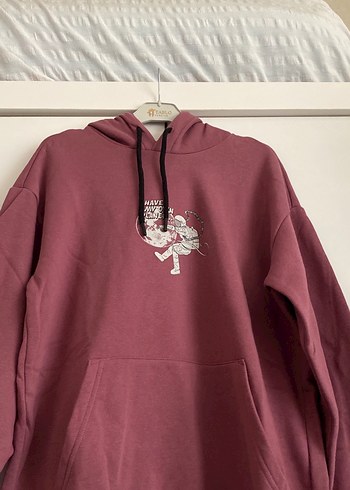 Bordo Kapüşonlu Uzun Kollu Sweatshirt - Görsel 2