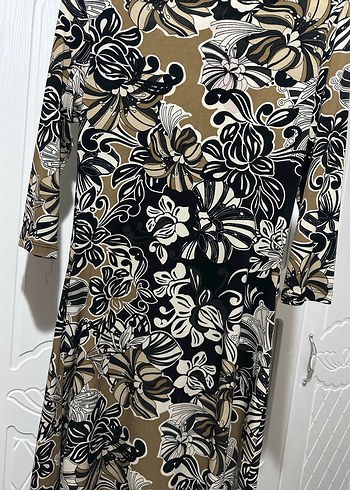 Desenli Normal Yaka Uzun Kollu Elbise - Görsel 5