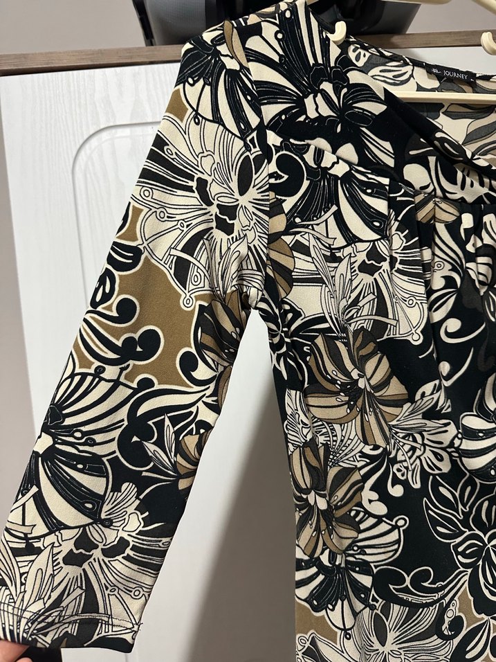 Desenli Normal Yaka Uzun Kollu Elbise - Görsel 4