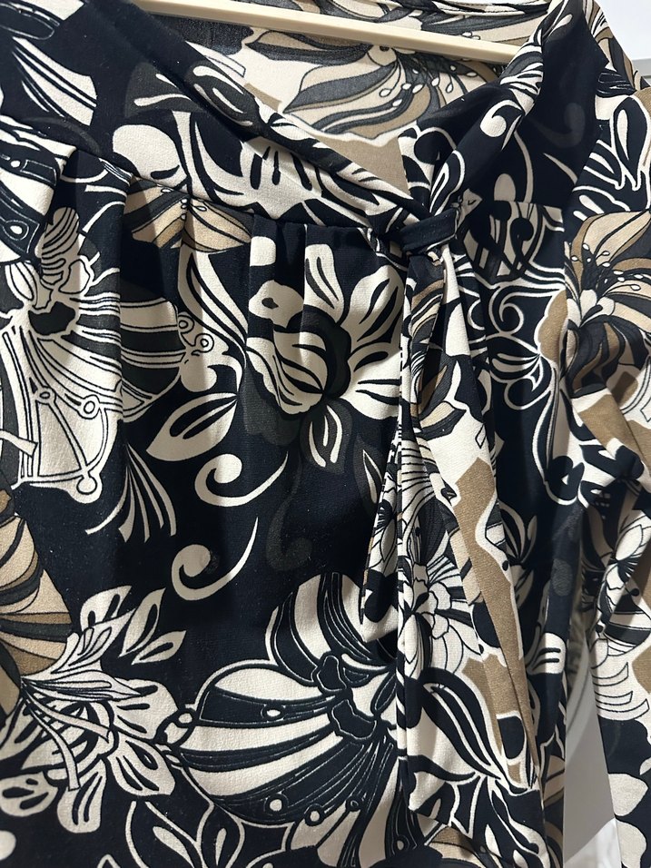 Desenli Normal Yaka Uzun Kollu Elbise - Görsel 2