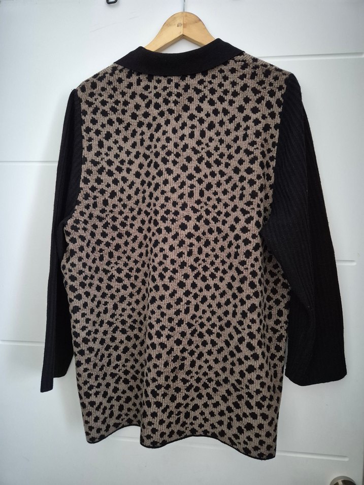 Düğmeli Desenli Kahverengi Hamile Ceketi - Görsel 2