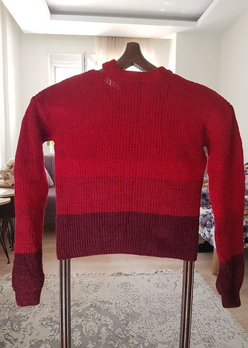 Kırmızı Triko Kadın Kazak - Görsel 2