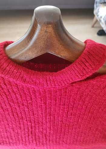 Kırmızı Triko Kadın Kazak - Görsel 3