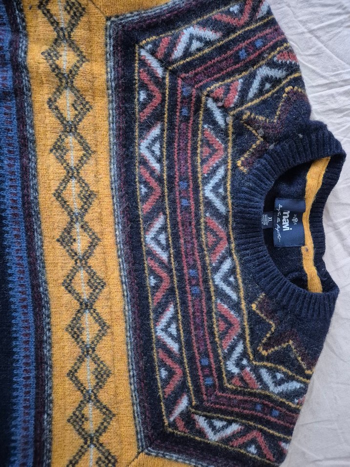 Bohem Tarz Çok Renkli Örgü Erkek Kazak - Görsel 4