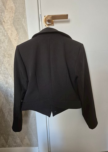 Siyah Mini Düğmeli Klasik Kadın Blazer - Görsel 2